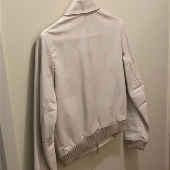 Rugby White Leather Bomber Jacket - Picture 6 of 9